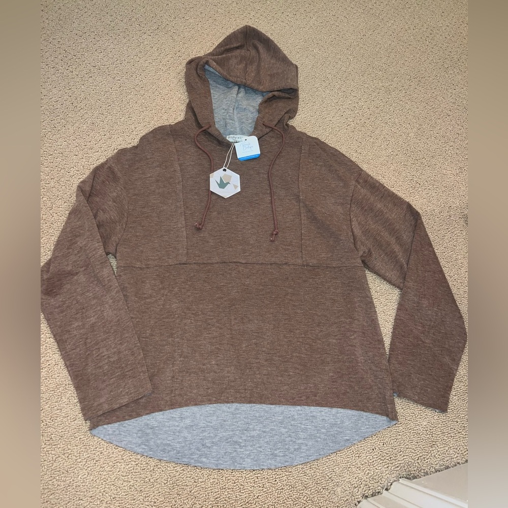 PAPER CRANE - NWT cute beige-purple hoodie - Small